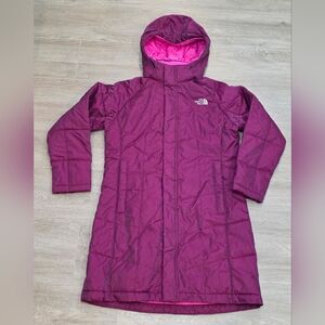The North Face Shimmery Magenta Winter Parka Long Coat Girls Youth L 14-16